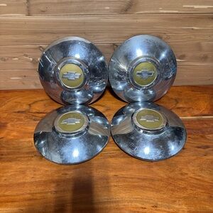 VTG Chevrolet Chevy Dog Dish Poverty Hubcap Wheel Covers SET OF FOUR 40’s 50’s